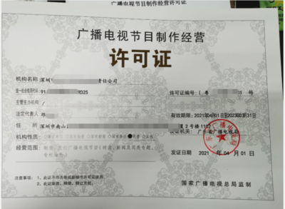 新下證2021 廣播電視節目制作經營許可證